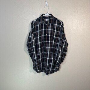 Peter Millar Shirt Mens Medium Button Up Long Sleeve Brown Green Plaid